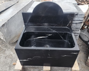 Lavabo en marbre noir avec dosseret, Nero Marquina