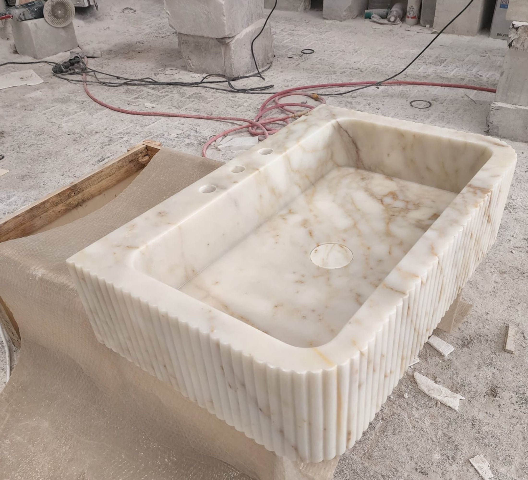 Calacatta Viola Gold Marble Sink, Wall Mounted Sink, Bathroom Sink