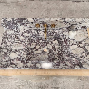 Calacatta Viola Marble Sink - Bathroom Sink - Countertop Sink - Vanity Sink - Small Marble Sink - Calacatta Viola Wall Mounted Sink - Farmhouse Sink - Sink - Basin - Square Marble Sink - Cheap Marble Sink - Marble Sink Models - Marble Sink with Metal Legs - Marble Sink with Cabinet - Marble Washbasin - Vessel Sink