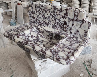 Calacatta Viola Marble Sink, Powder Room Marble Vanity, Cabinet Marble Sink, Bathroom Sink Backsplash