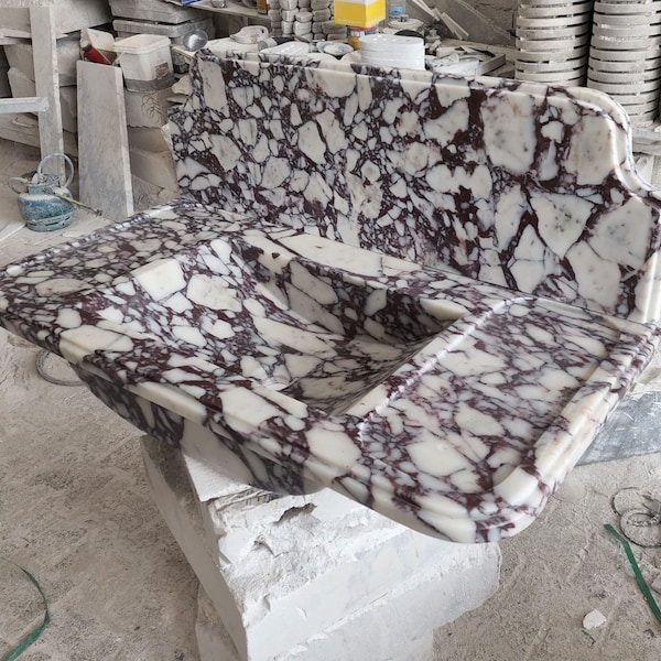 Calacatta Viola Marble Sink, Powder Room Marble Vanity, Cabinet Marble Sink, Kitchen Appliances, Bathroom Sink Backsplash, Marble Basin,