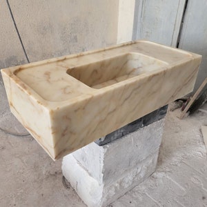 Handmade Calacatta Viola Marble Sink: Vanity Powder Room Sink