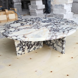 Handgefertigter Calacatta Viola Marmor Couchtisch 42x13 Zoll