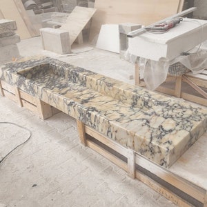 Handmade Calacatta Viola Marble Sink: Wall Mounted Countertop