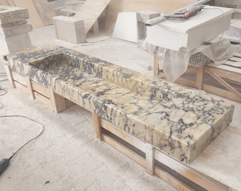 Calacatta Viola Marble Sink, Wall Mounted Sink, Wall Mounted Marble Sink, Custom Marble Sink