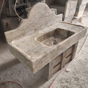 Calacatta gold marble sink - bathroom sink - countertop sink - vanity sink - small marble sink - calacatta viola wall mounted sink - farmhouse sink - sink - basin - square marble sink - cheap marble sink - marble sink models - marble sink with metal legs - marble sink with cabinet - marble washbasin - vessel sink