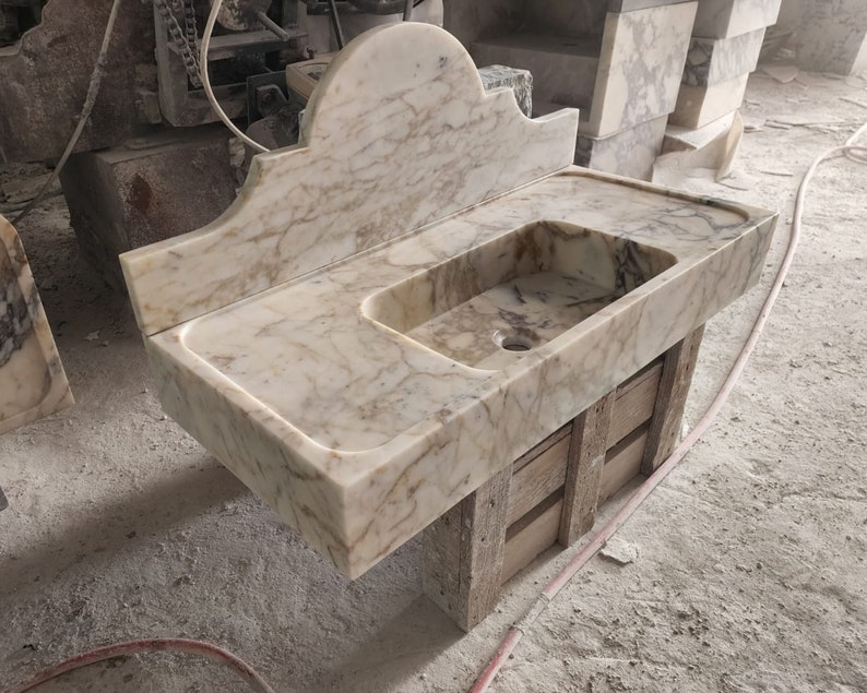 Calacatta gold marble sink - bathroom sink - countertop sink - vanity sink - small marble sink - calacatta viola wall mounted sink - farmhouse sink - sink - basin - square marble sink - cheap marble sink - marble sink models - marble sink with metal legs - marble sink with cabinet - marble washbasin - vessel sink