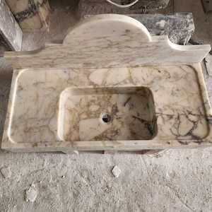 Calacatta gold marble sink - bathroom sink - countertop sink - vanity sink - small marble sink - calacatta viola wall mounted sink - farmhouse sink - sink - basin - square marble sink - cheap marble sink - marble sink models - marble sink with metal legs - marble sink with cabinet - marble washbasin - vessel sink