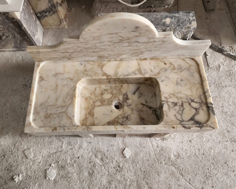 Calacatta gold marble sink - bathroom sink - countertop sink - vanity sink - small marble sink - calacatta viola wall mounted sink - farmhouse sink - sink - basin - square marble sink - cheap marble sink - marble sink models - marble sink with metal legs - marble sink with cabinet - marble washbasin - vessel sink