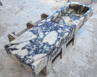 Calacatta Viola Marble Sink, Marble Sink, Wall Mounted Luxury Handmade Stone Basin