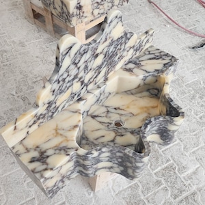 Calacatta Viola Marble Sink, Wall Mount Marble Sink, Powder Room Sink, Custom Vanity Top