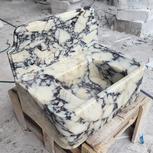 Calacatta Viola Antique Marble Sink, Powder Room Sink, Special Order Sink, Wall Mounted Sink