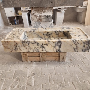 Calacatta Viola Marble Sink, Powder Room Sink, Wall Mounted Sink, Marble Sink, Special Order Sink