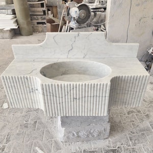 Carrara weißes Marmor Waschbecken, Wand Waschbecken, Marmor Waschbecken
