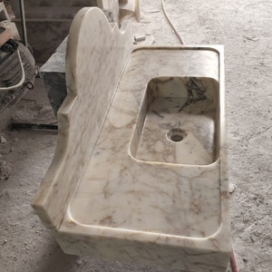Calacatta gold marble sink - bathroom sink - countertop sink - vanity sink - small marble sink - calacatta viola wall mounted sink - farmhouse sink - sink - basin - square marble sink - cheap marble sink - marble sink models - marble sink with metal legs - marble sink with cabinet - marble washbasin - vessel sink