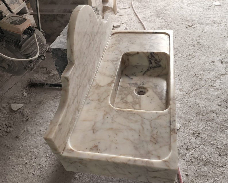 Calacatta gold marble sink - bathroom sink - countertop sink - vanity sink - small marble sink - calacatta viola wall mounted sink - farmhouse sink - sink - basin - square marble sink - cheap marble sink - marble sink models - marble sink with metal legs - marble sink with cabinet - marble washbasin - vessel sink