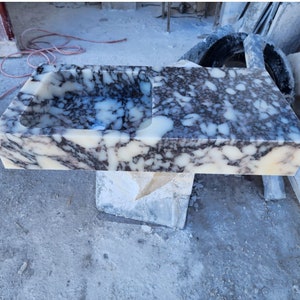 Handmade Calacatta Viola Marble Sink: Custom Powder Room Sink (16x32x5)