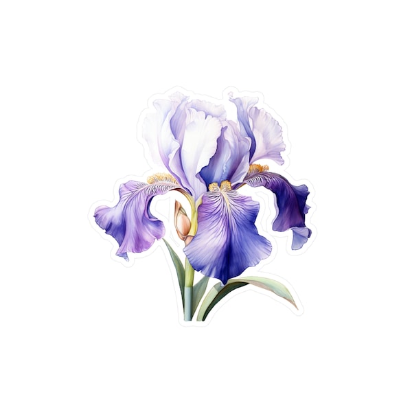 Iris Vinyl Decal, February Birth Month Flower Sticker, Floral Sticker, Flower Decal