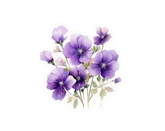 Violet Vinyl Decal, February Birth Month Flower Sticker, Floral Sticker, Flower Decal