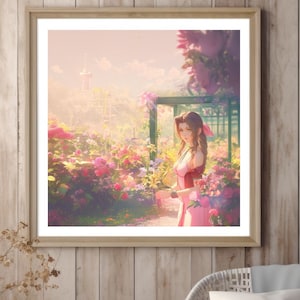 Póster de Aerith de FF7, Arte de Aerith de Final Fantasy VII Remake, Póster de Final Fantasy Crisis Core, Impresión pastel de Final Fantasy 7, Póster de FF7 Rebirth