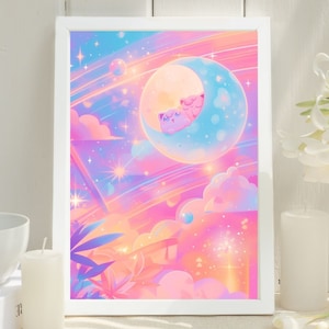 Ilustración de Jigglypuff de Pokémon, impresión artística de Pokémon, póster de Pokémon en acuarela, pintura hecha a mano de Pokémon, decoración de habitación kawaii, decoración de Fairycore