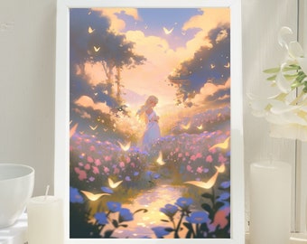 The Legend of Zelda Art, Princess Zelda Poster, Zelda Pastel Print, Breath of the wild, Tears of the kingdom, Zelda Gifts, Anime Poster