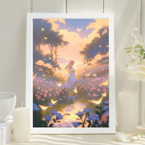 The Legend of Zelda Art, Princess Zelda Poster, Zelda Pastel Print, Breath of the wild, Tears of the kingdom, Zelda Gifts, Anime Poster