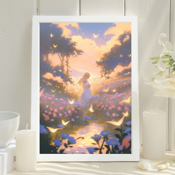 Art de la légende de Zelda, affiche de la princesse Zelda, impression pastel Zelda, souffle de la nature, larmes du royaume, cadeaux Zelda, affiche d'anime