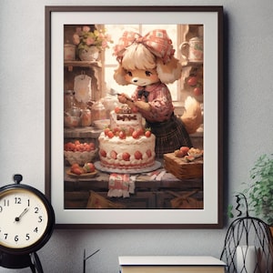 Ilustración de Isabelle de Animal Crossing, productos de Animal Crossing, póster de Isabelle en acuarela, pintura de AC New Horizons, decoración de habitación kawaii