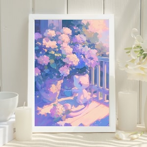 Ilustración de Mew de Pokémon, lámina artística de Pokémon, póster de Pokémon en acuarela, pintura hecha a mano de Pokémon, decoración de habitación kawaii, decoración de Fairycore