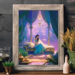 Prinzessin Jasmin Poster Pastell, Mädchenzimmer Dekor für Teenager, Pastell Wandkunst für Mädchen Wohnung Dekor, Vintage Wandkunst niedliches Wohndekor