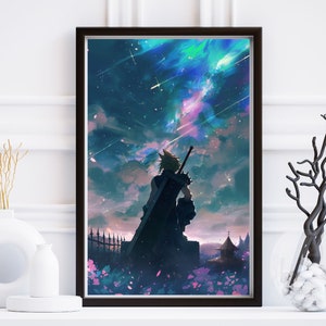 Póster de nubes de FF7, arte de nubes de Final Fantasy VII Remake, póster de Final Fantasy Crisis Core, impresión pastel de Final Fantasy 7, póster de FF7 Rebirth