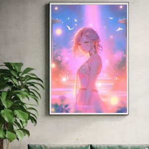 FF13 Lightning Poster, Final Fantasy XIII Wall Art, FF XIII Lightning Art, Final Fantasy 13 Pastel Print, FF13 Poster