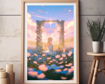 The Legend of Zelda Art, Princess Zelda Poster, Zelda Pastel Print, Breath of the wild, Tears of the kingdom, Zelda Gifts, Anime Poster