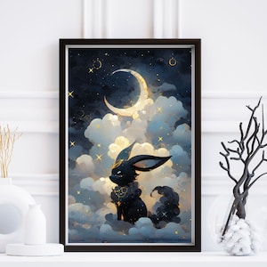 Pokemon Umbreon Illustration, Pokemon Kunstdruck, Aquarell Pokemon Poster, Pokemon Handgemachte Malerei, Kawaii Zimmer Dekor Feenkern Dekor