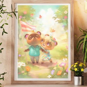 Póster de Tom Nook de Animal Crossing – Impresión de acuarela ACNH, adorable arte mural kawaii, artículos de Animal Crossing, ilustración de New Horizons