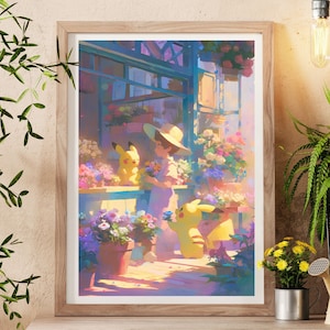 Ilustración de Pikachu de Pokémon, lámina artística de Pokémon, póster de Pokémon en acuarela, pintura hecha a mano de Pokémon, decoración de habitación kawaii, decoración de Fairycore