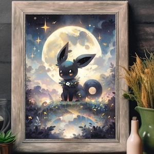 Pokemon Evoli Illustration, Pokemon Kunstdruck, Aquarell Pokemon Poster, Pokemon Handgemachte Malerei, Kawaii Zimmer Dekor Feenkern Dekor