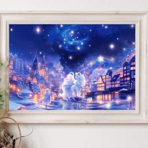 Ilustración de Pokémon Alola Ninetales, lámina artística de Pokémon, póster de Pokémon en acuarela, pintura hecha a mano de Pokémon, decoración de habitación kawaii, Fairycore