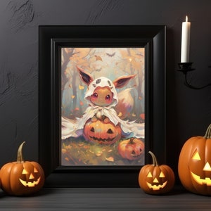 Ilustración de Eevee de Pokémon, lámina artística de Pokémon, póster de Pokémon en acuarela, pintura hecha a mano de Pokémon, decoración de habitación kawaii, decoración de Fairycore