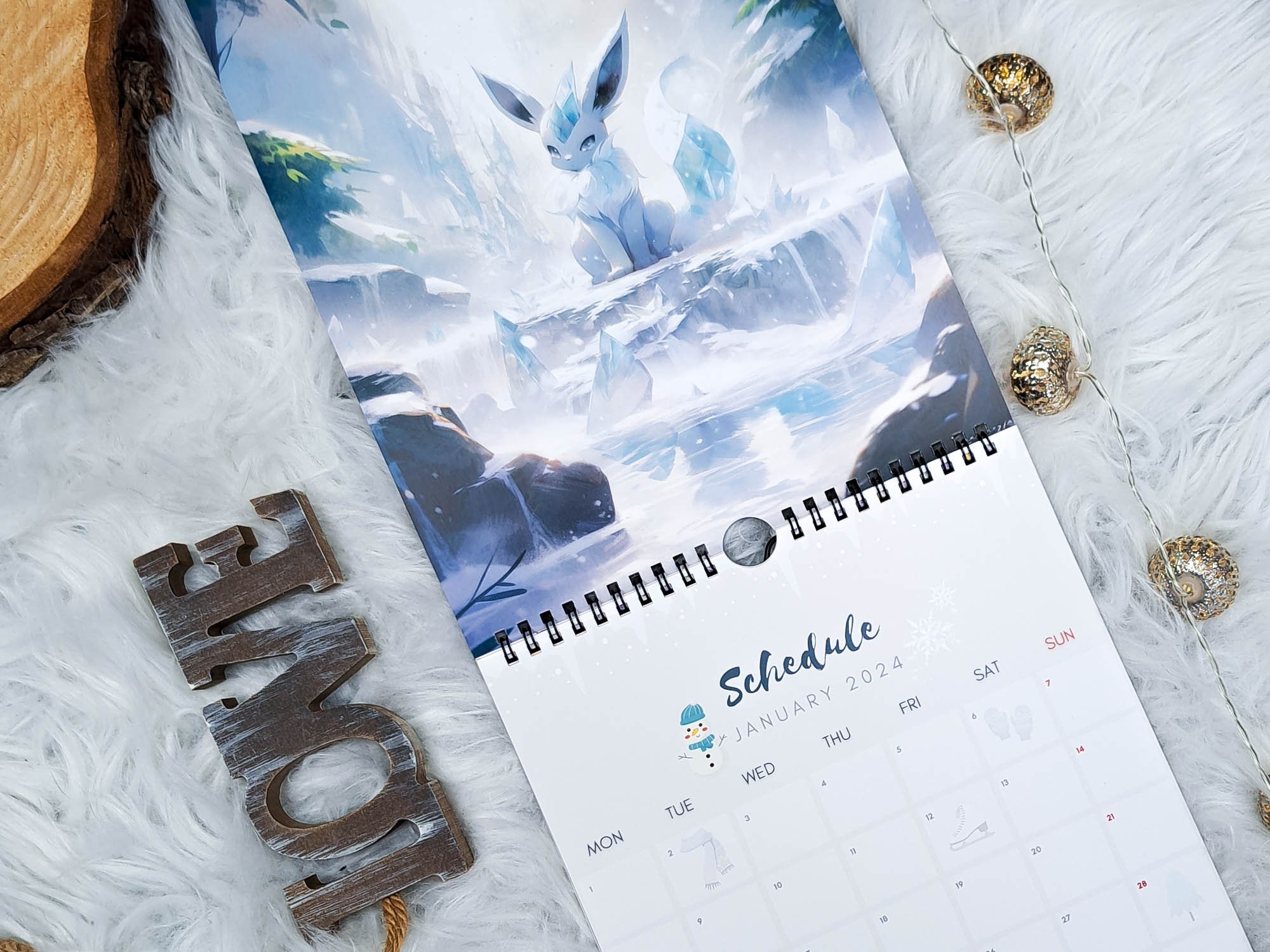 Pokemon Eevee Evolution 2024 Wall Calendar, 2024 Planner, Cute Calendar