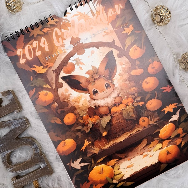 Pokemon Eevee Evolution 2024 Wandkalender, 2024 Planner, Leuke Kalender, Kawaii Kalender, Eevee Illustratie, Pokemon Art Print 2025 Planner