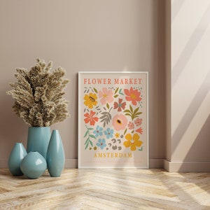 Flower Market Print, Amsterdam Flower Market, Flower Market Poster, Abstract Floral PRINTABLE Wall Art, Gallery Wall Set, Digital Download