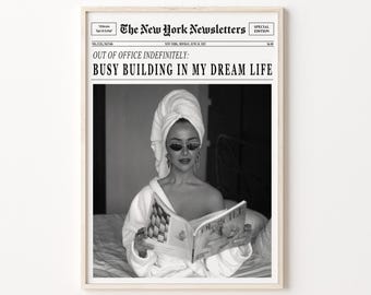 Stampa di giornale "Busy Building My Dream Life" - Arte dei titoli vintage (stampa digitale)