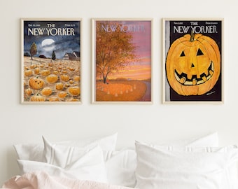 Halloween New Yorker Magazine Cover Set Of 3, The New Yorker Prints, New Yorker Posters, Vintage ,New Yorker, Art Download, Digital Download