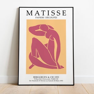 Henri Matisse Pink Leaf Print, Papiers Decoupes, Berggruen and Cie, Matisse Exhibition, Matisse Poster, Vintage Poster, Digital Download