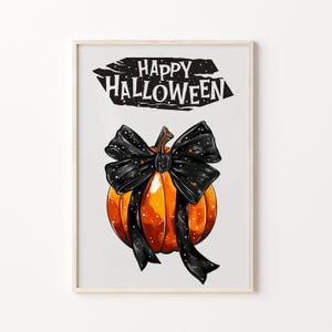 Impresión de Halloween, decoración de Halloween, carteles de otoño, calabaza, impresión de lazo, arte de pared de galería de Halloween, descarga digital