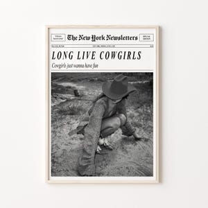 New York Cowgirl Newspaper Print: Western Wall Art (Digital Download)