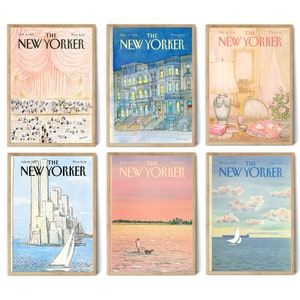 New Yorker Magazine Cover Set Of 6, The New Yorker Prints, New Yorker Posters, Vintage