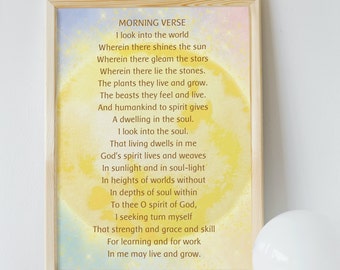 Waldorf inspired Morning Verse for Upper Grades - Digital Printable